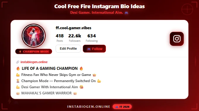 Cool Free Fire Instagram Bio Ideas